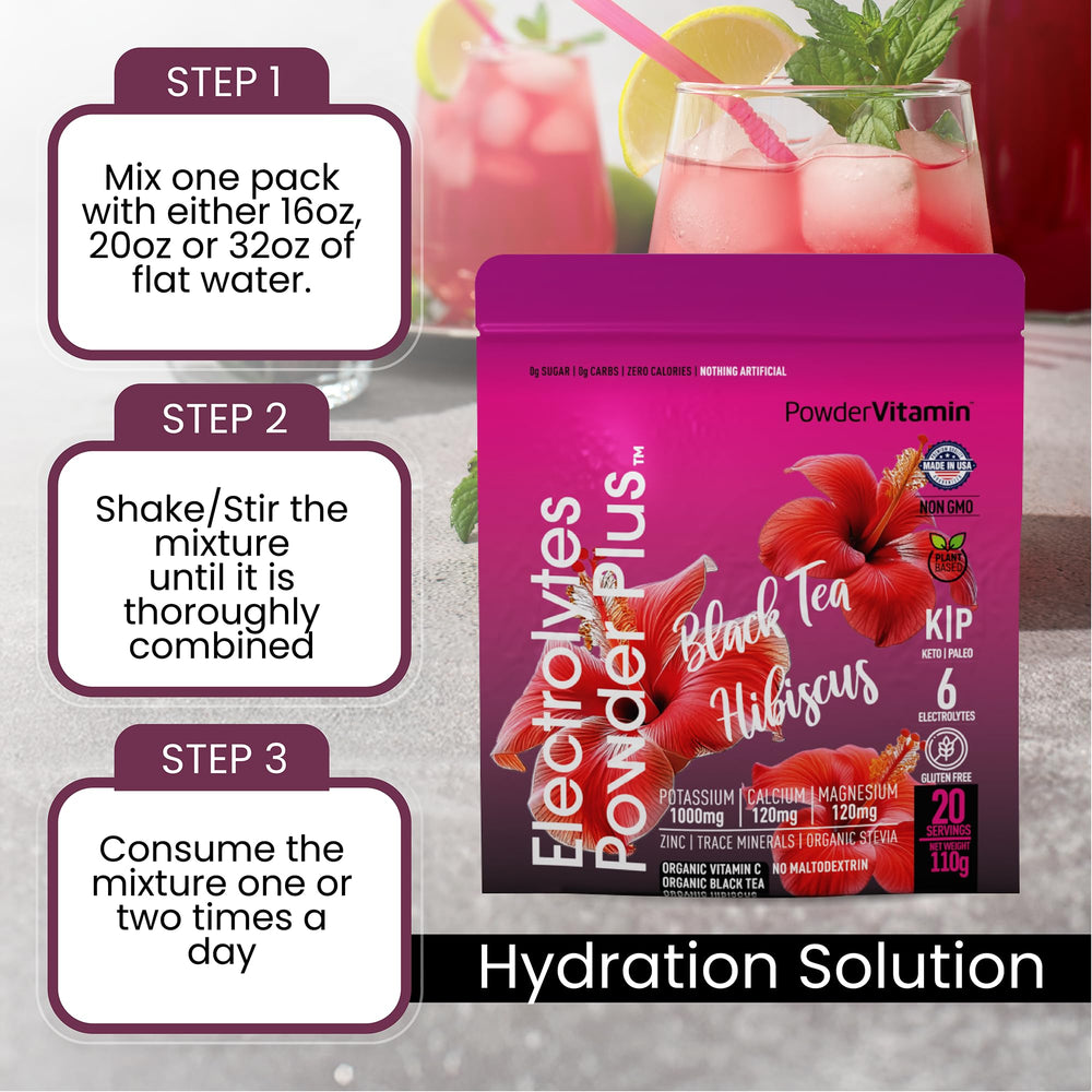 PowderVitamin Electrolytes Powder Plus sugar-free mix supports keto-friendly hydration.