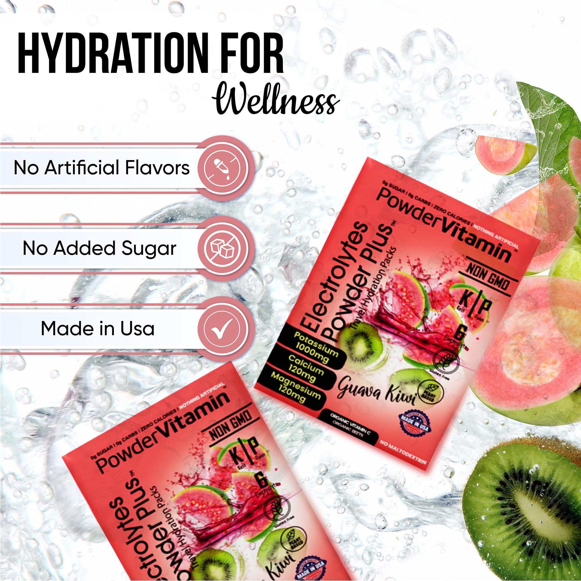 Travel-ready PowderVitamin Electrolytes Plus packets for workouts and trips