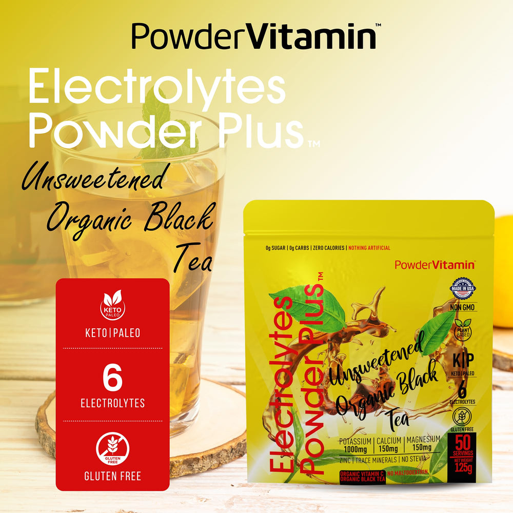 PowderVitamin Electrolytes Plus travel pack for on-the-go hydration.