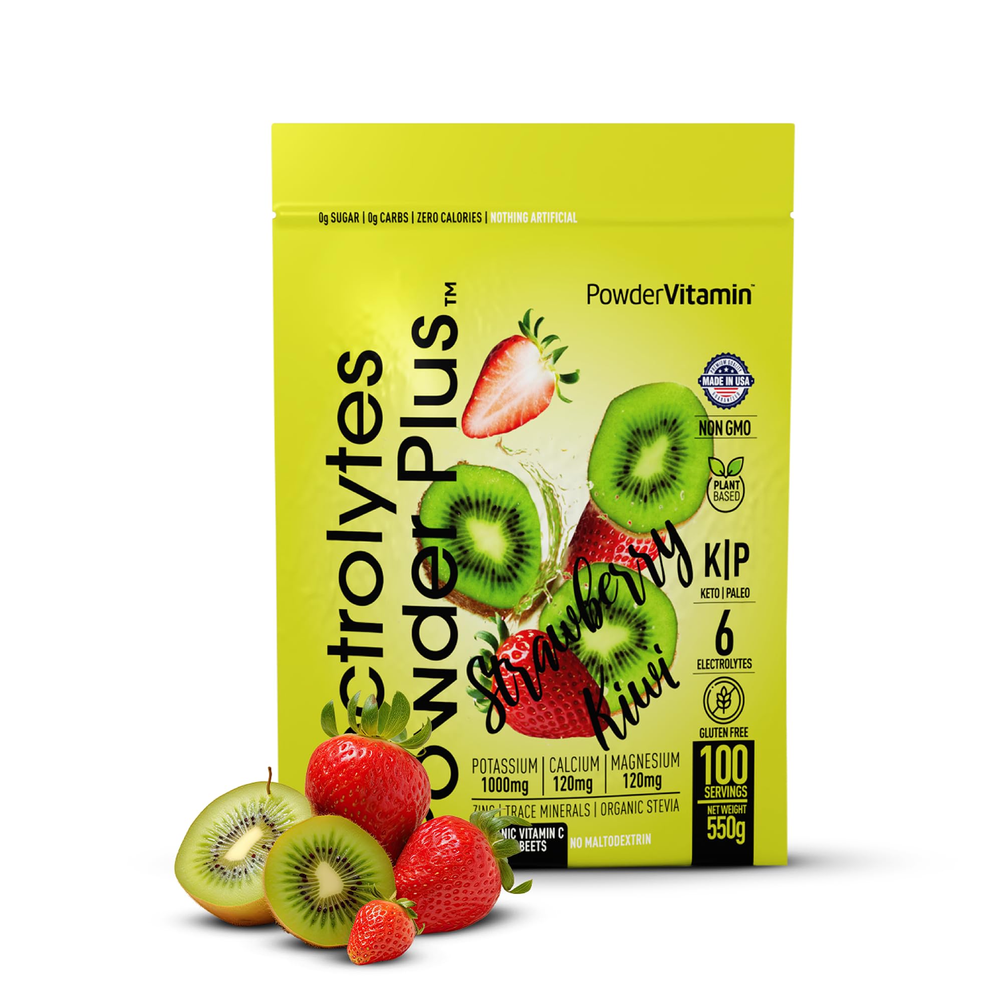 PowderVitamin Electrolytes Powder Plus travel-tub ready for on-the-go hydration.