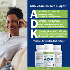 Power By Naturals ADK capsules closeup emphasizing easy-to-swallow capsules.