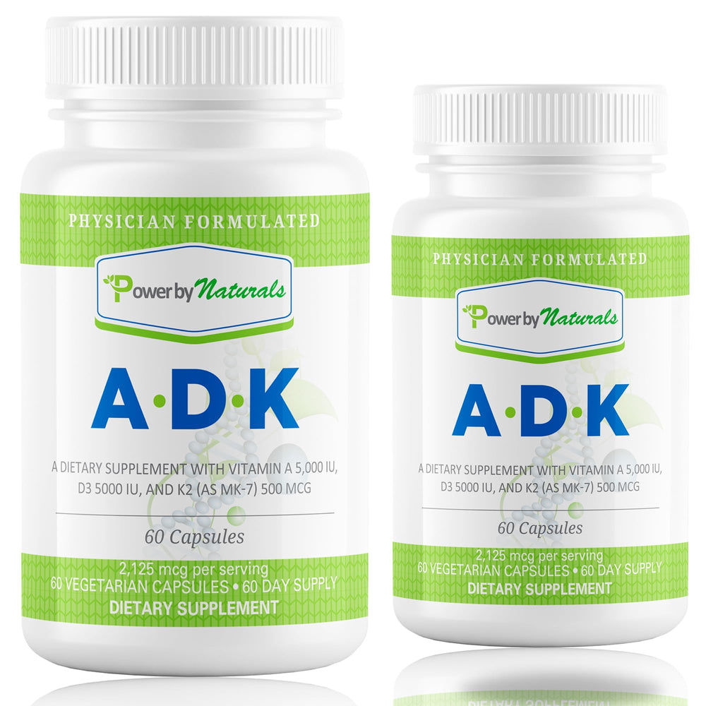 Power By Naturals ADK store display illustrates convenient vitamin regimen.