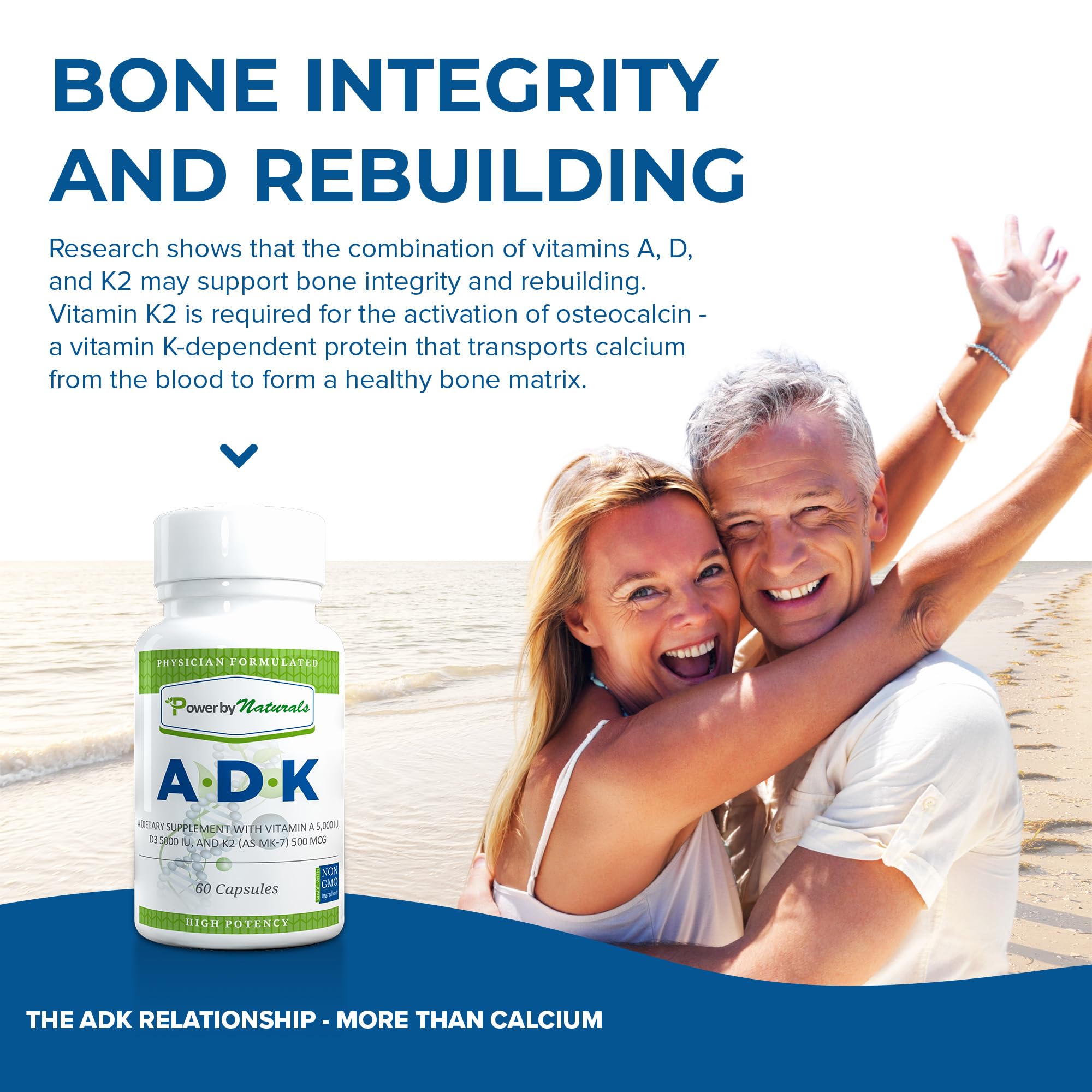 Power By Naturals ADK D3 capsule close-up for immune and bone support
