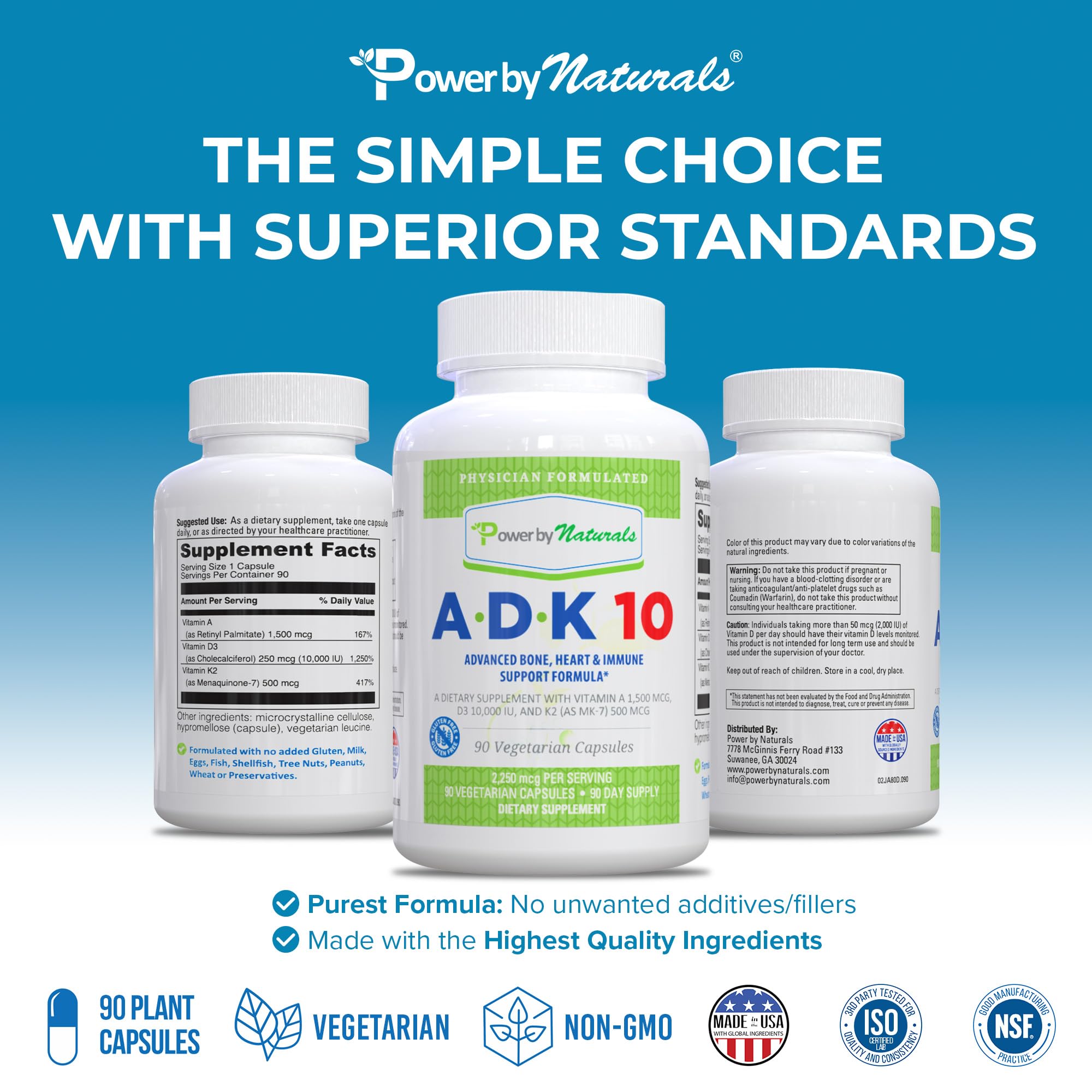 Power By Naturals ADK10 bottle on kitchen counter ready for daily use