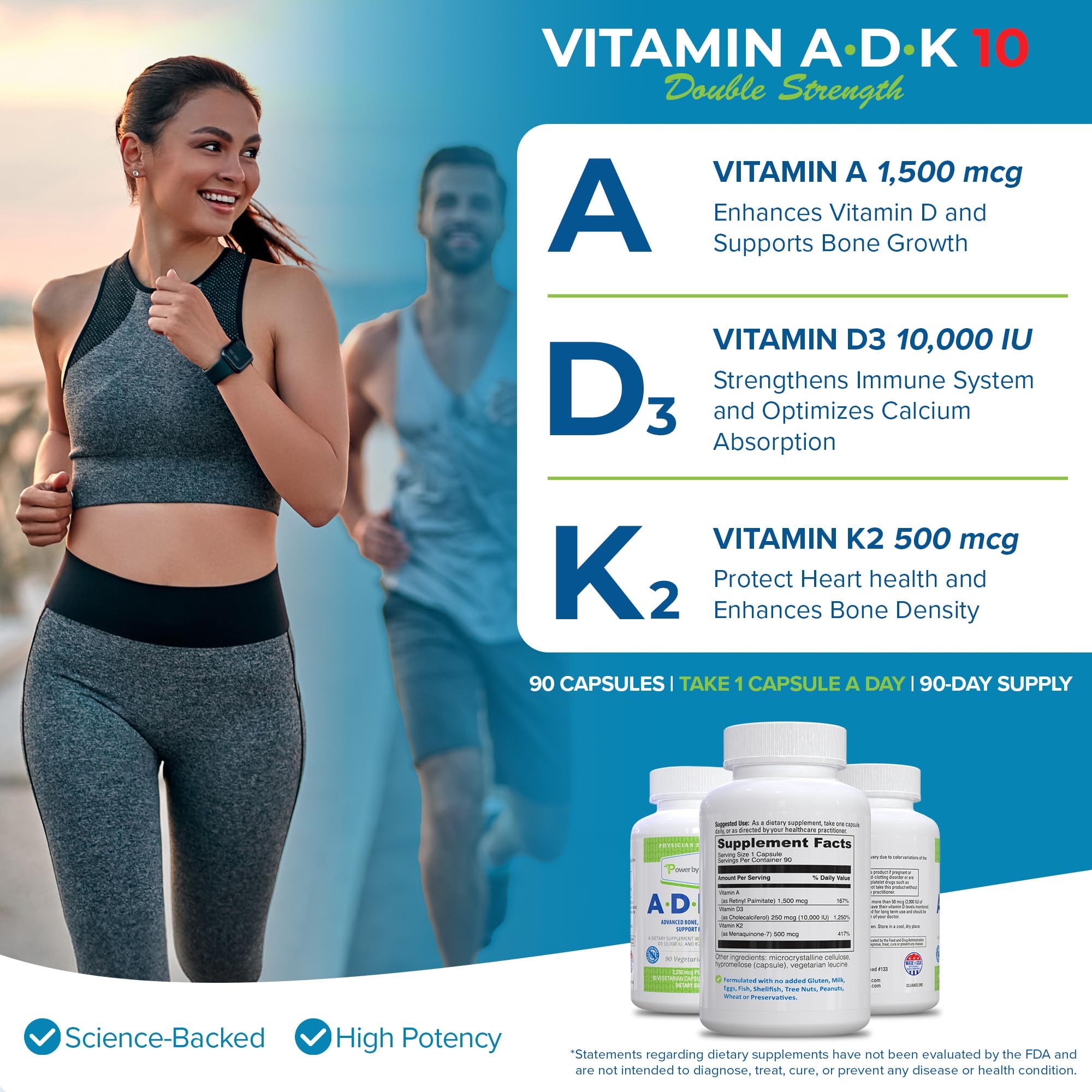 Power By Naturals ADK10 capsules closeup with plant-based coating for easy digestion.