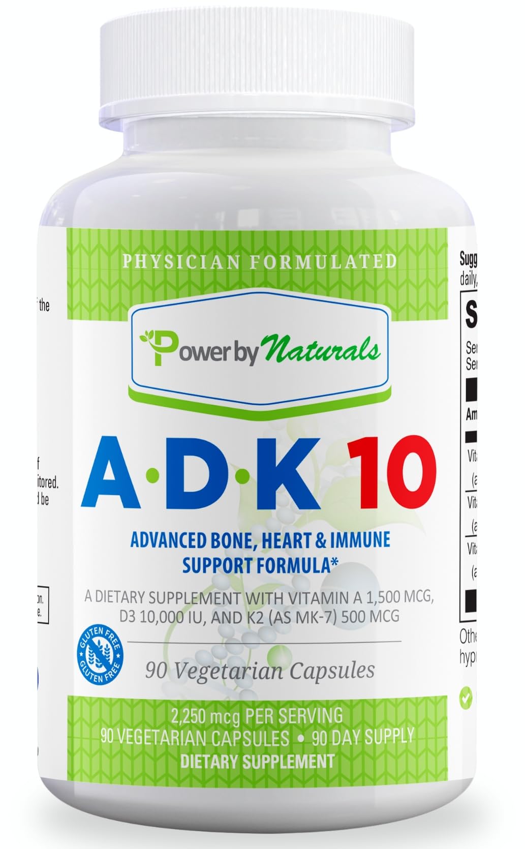 Power By Naturals ADK10 USA-made badge on packaging.
