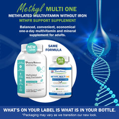 Power By Naturals Methyl Multi One bottle pour showing convenient one-a-day capsule format