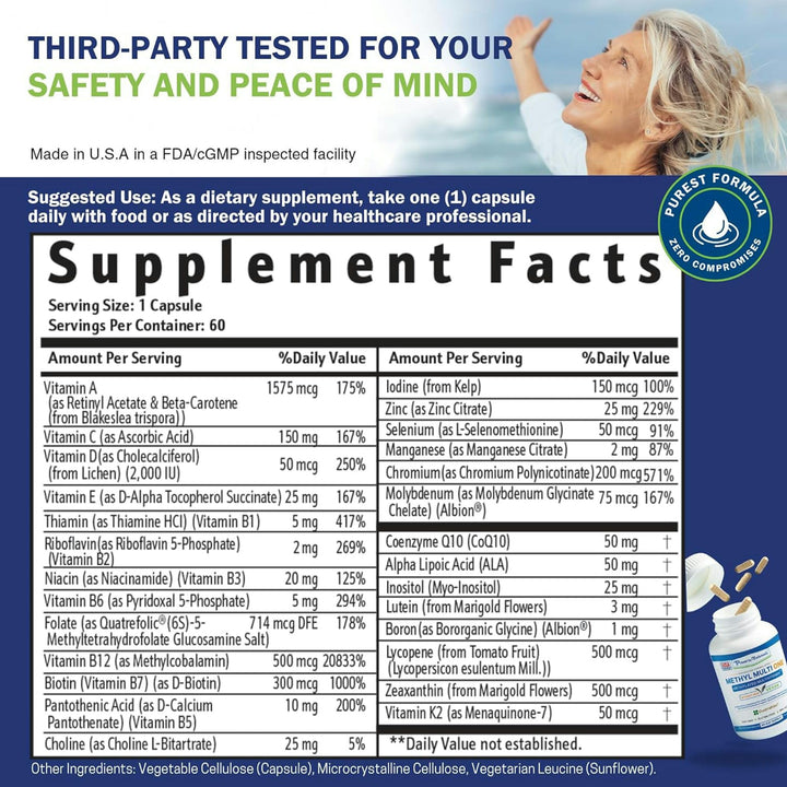 Power By Naturals Methyl Multi One: cápsulas fáciles de tragar para uso diario.