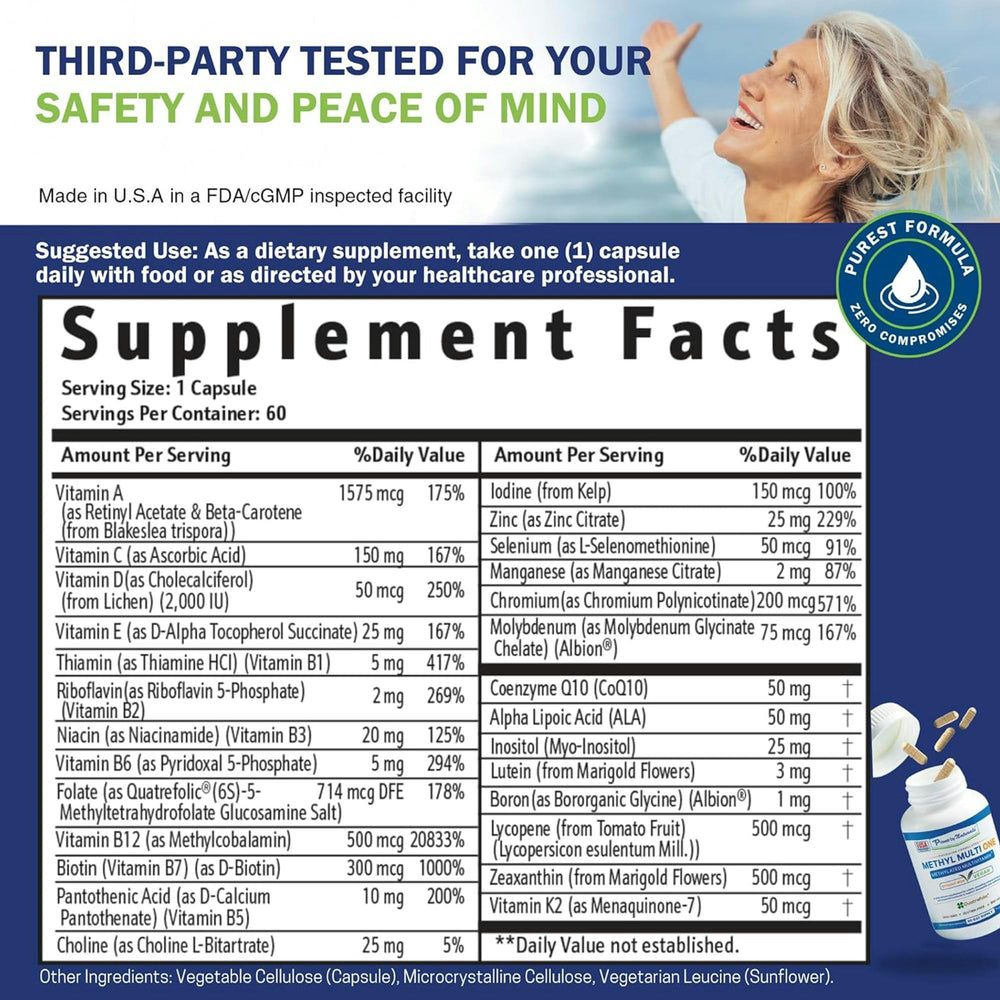 Power By Naturals Methyl Multi One: cápsulas fáciles de tragar para uso diario.