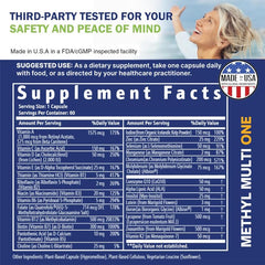 Power By Naturals Methyl Multi One ingredients label highlighting 27 vitamins and minerals