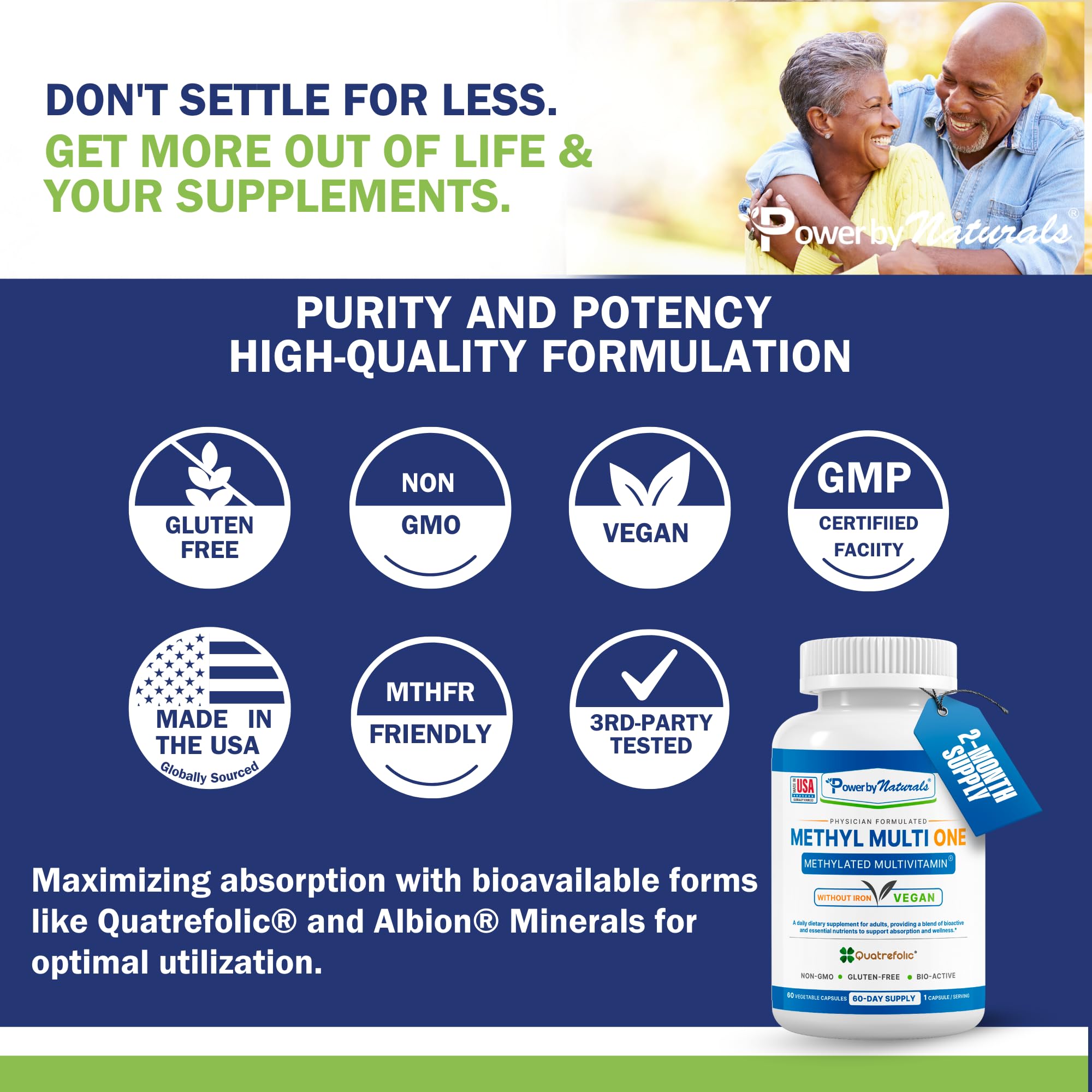 Power By Naturals Methyl Multi One USA-made seal