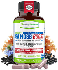 Power By Naturals Sea Moss Advanced bottle front highlights organic blend for daily energy