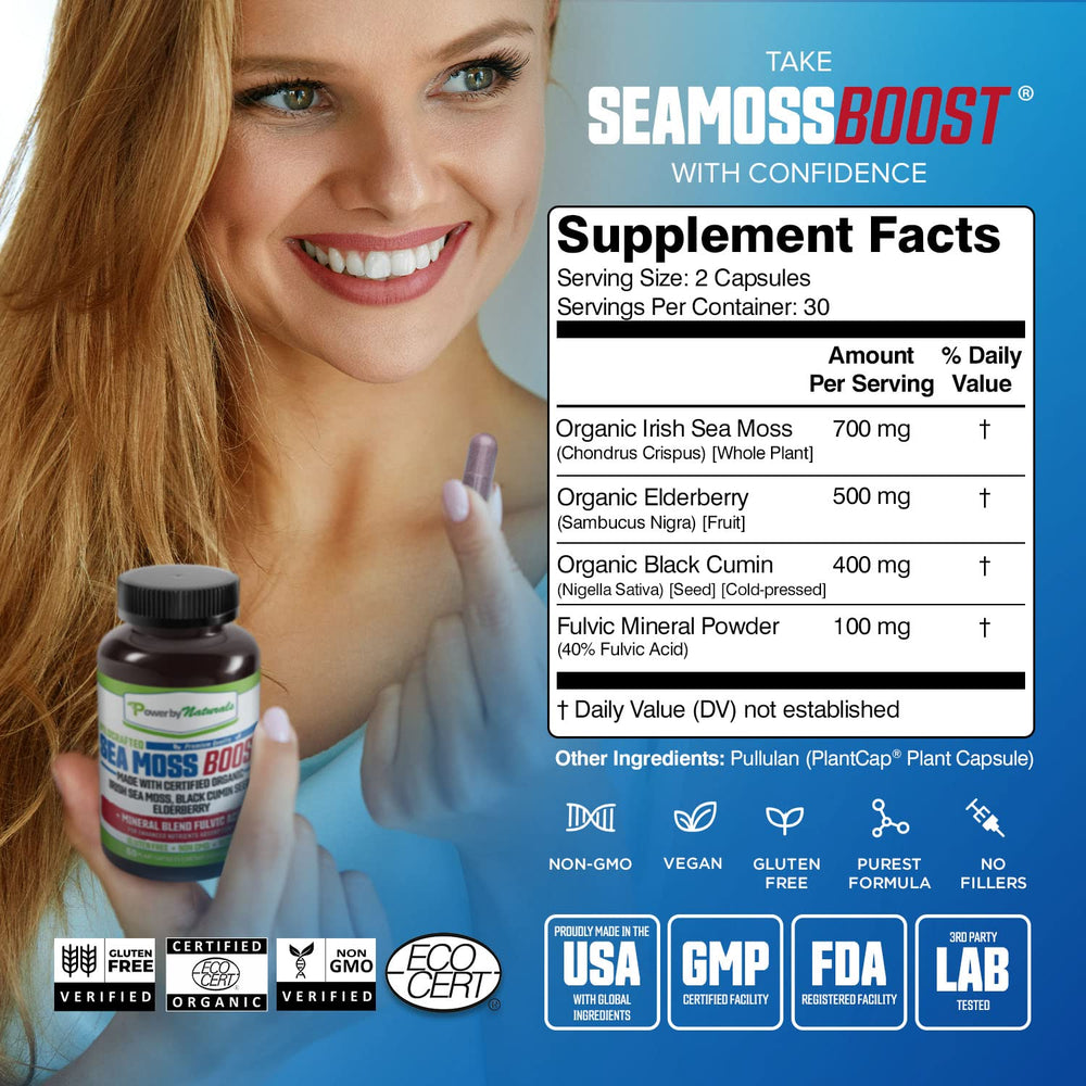 Power By Naturals Sea Moss Advanced elderberry component visible supports immune-friendly routine