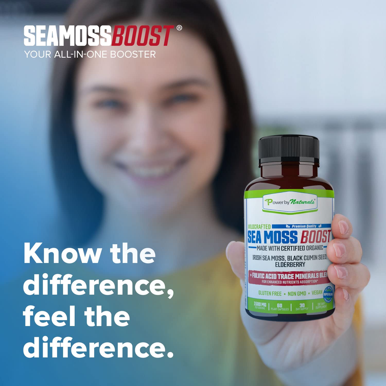 Power By Naturals Sea Moss Advanced organic ingredients seal showcases EcoCert certification