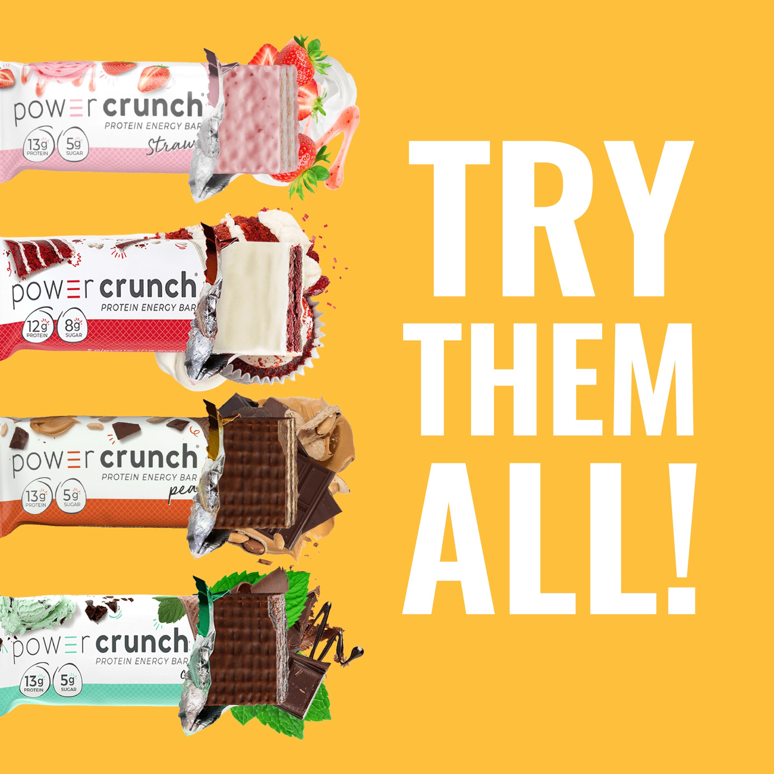 Detailed view of the crispy wafer texture of Power Crunch bar