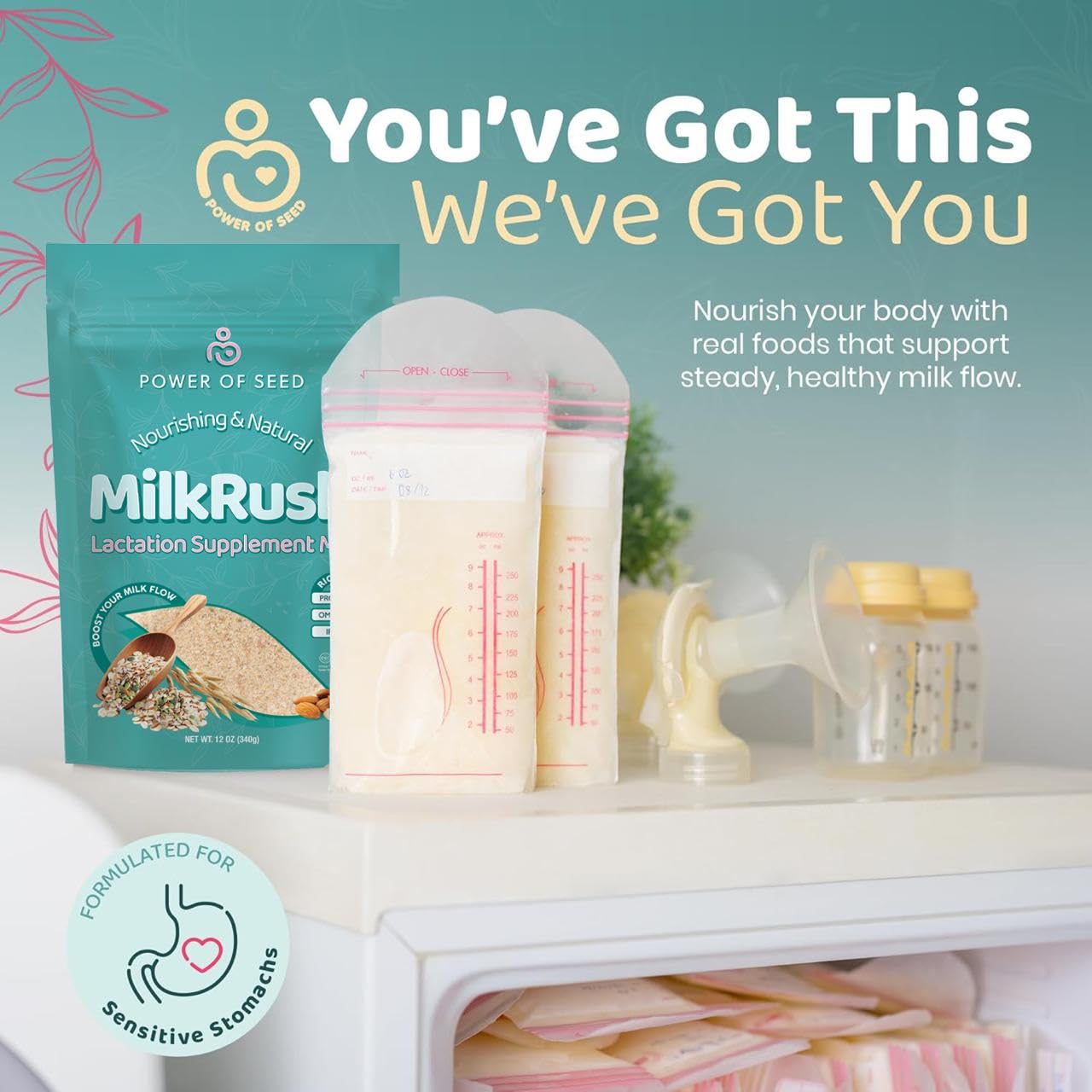 POWER OF SEED Milkrush baking-usage demonstrates versatile add-ins for daily meals.
