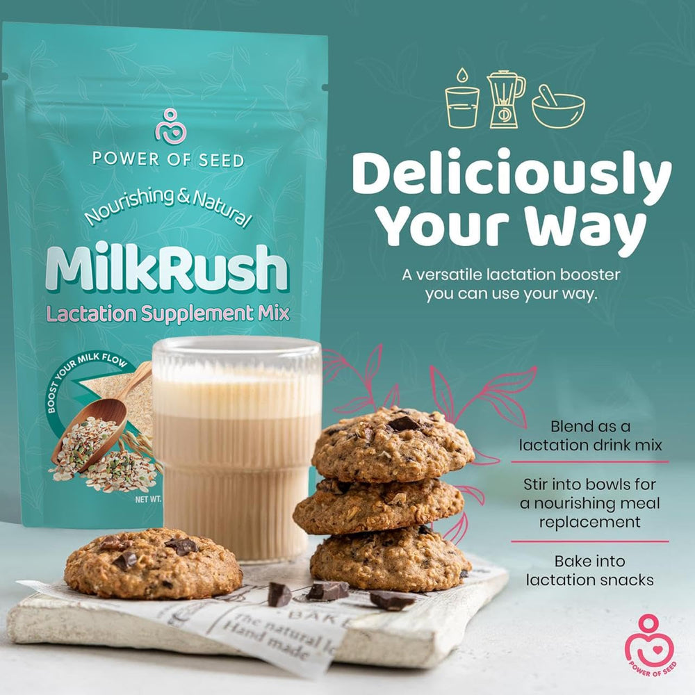 POWER OF SEED Milkrush scoop-dip highlights easy measuring scooper for convenient servings.