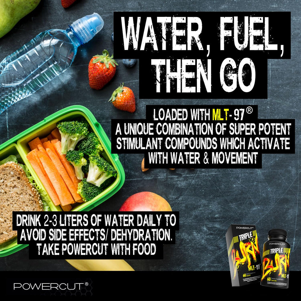 Powercut Triple MLT-97 capsules close-up for daily performance support.