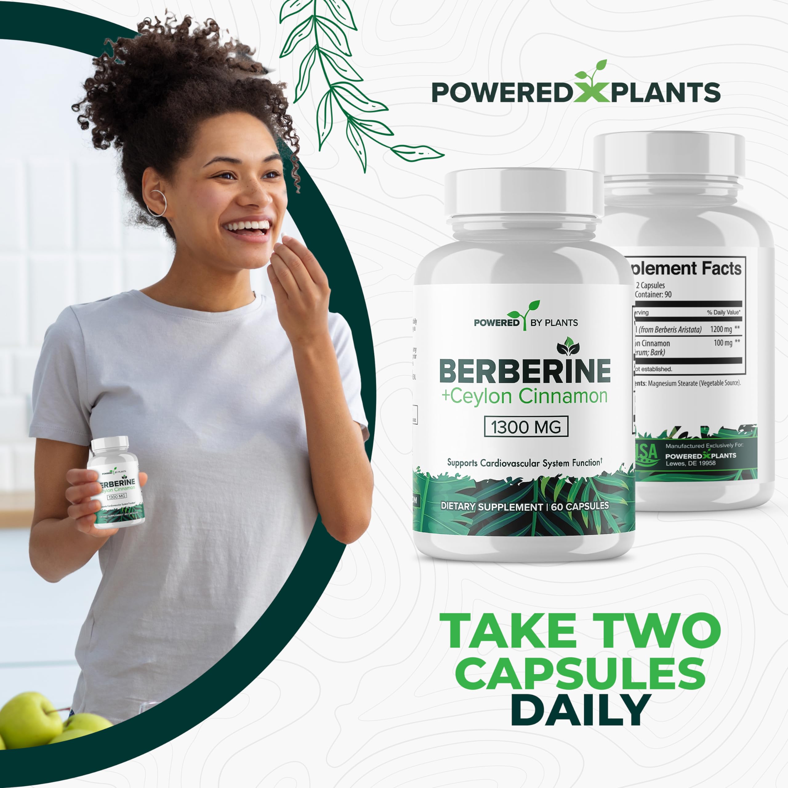 Powered X Plants bottle on kitchen counter for daily routine.