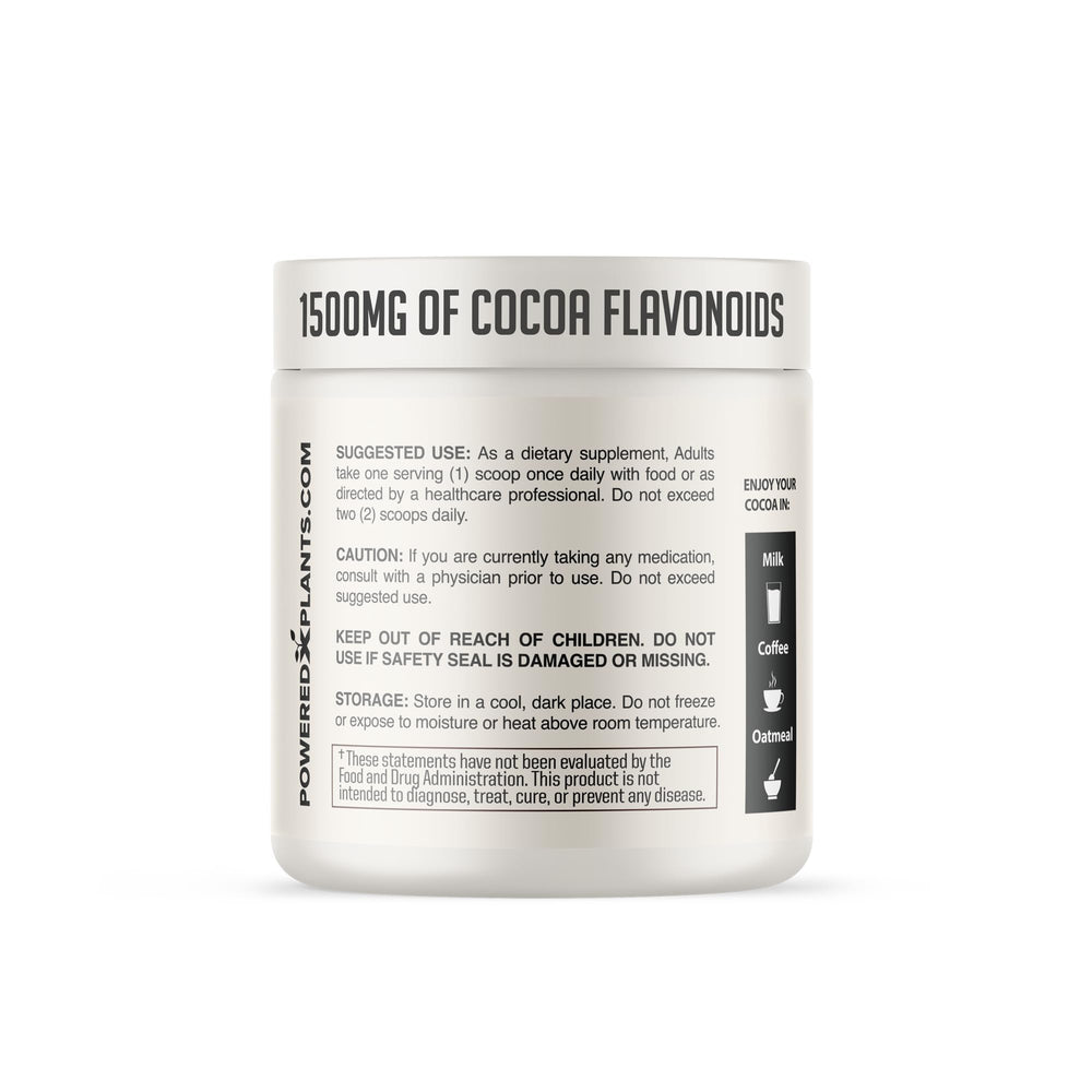 Powered X Plants cocoa powder close-up shows fine texture ideal for desserts