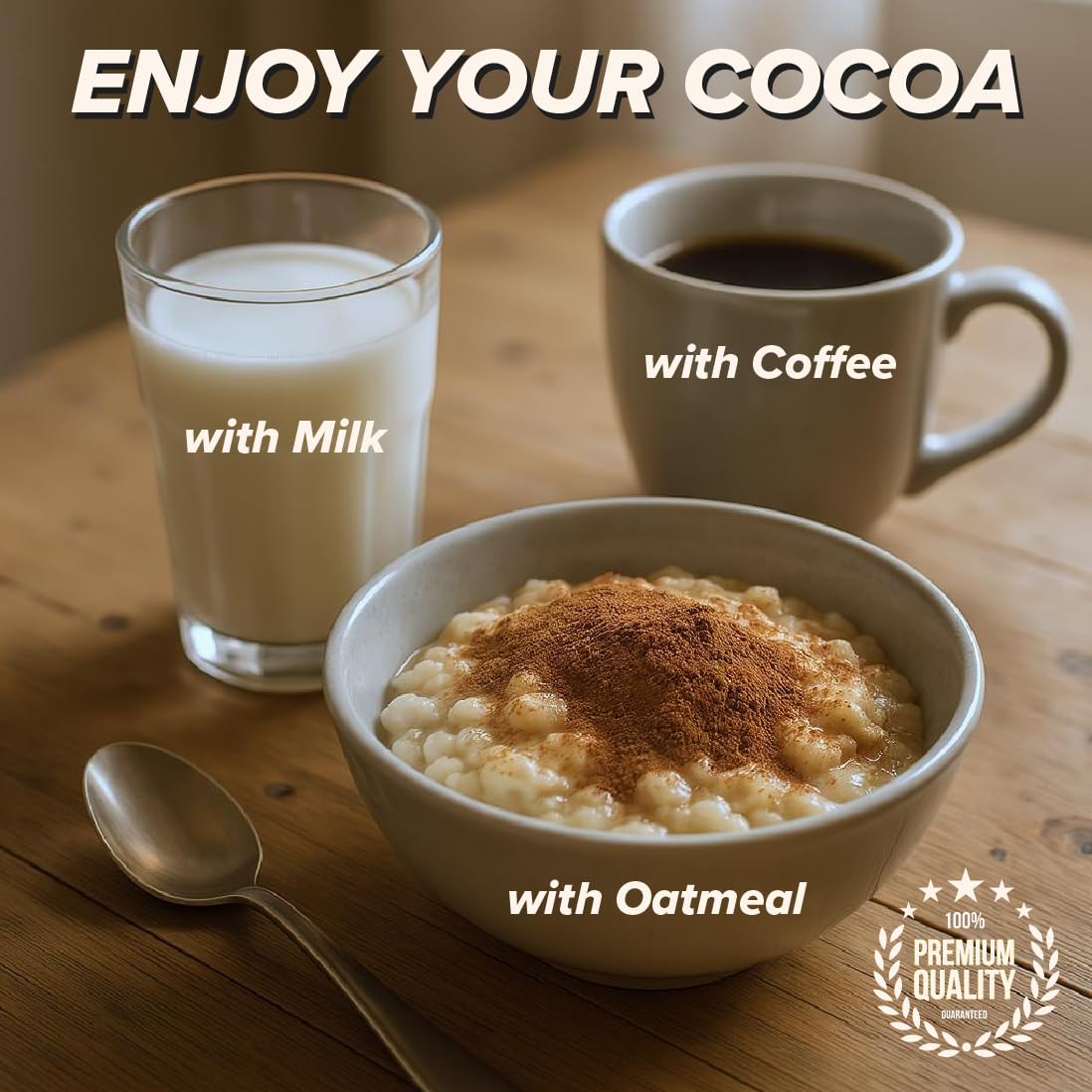 Powered X Plants cocoa powder smoothie glass shows versatile flavor boost
