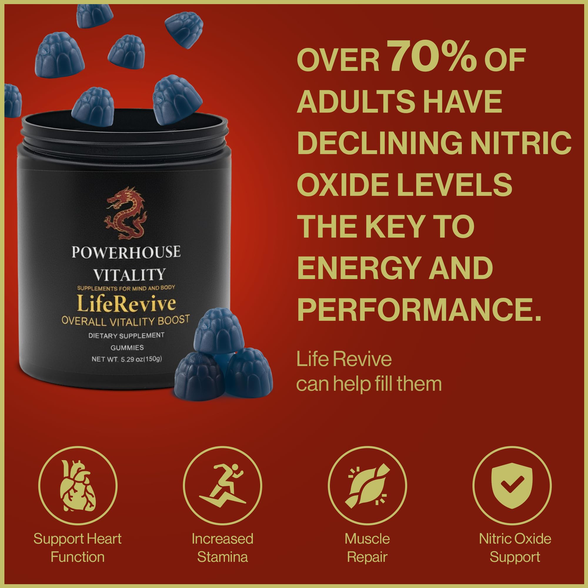Powerhouse Vitality LifeRevive caffeine-free image conveys smooth energy without jitters.