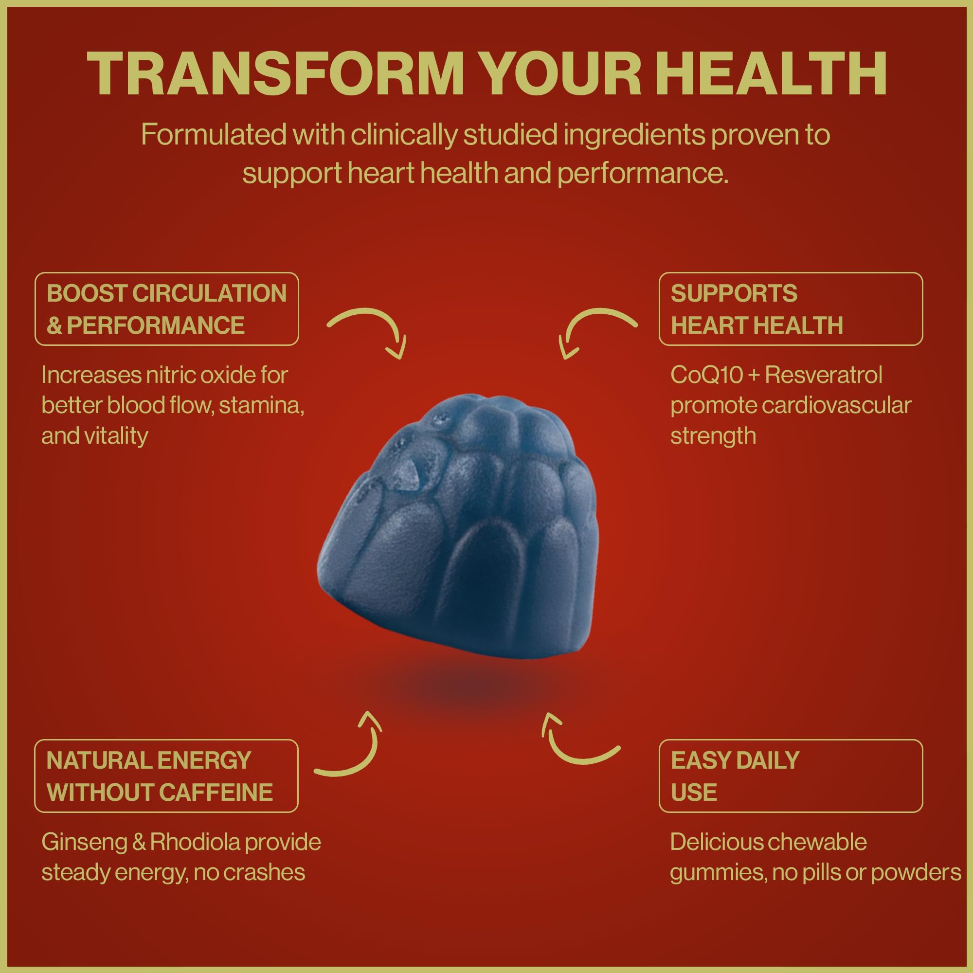Powerhouse Vitality LifeRevive gummy-closeup shows tasty, clean nutrition in a plant-based formula.