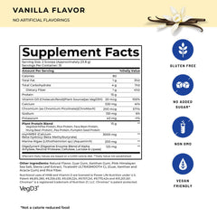 POWERLIFE High Impact Protein tub back nutrition panel emphasizes complete plant-based blend.