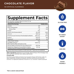 POWERLIFE Whey chocolate shake glass reveals rich flavor ideal after workouts.