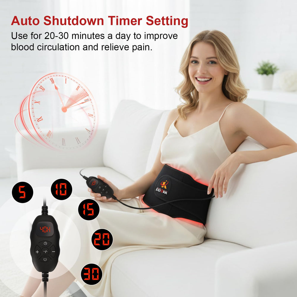 PPOKK red light therapy belt 660nm LEDs close-up for skin-friendly exposure.