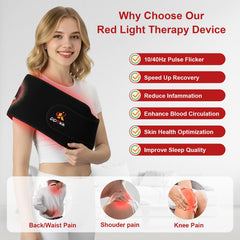 PPOKK red light therapy belt strap with adjustable hook-and-loop for secure wear.