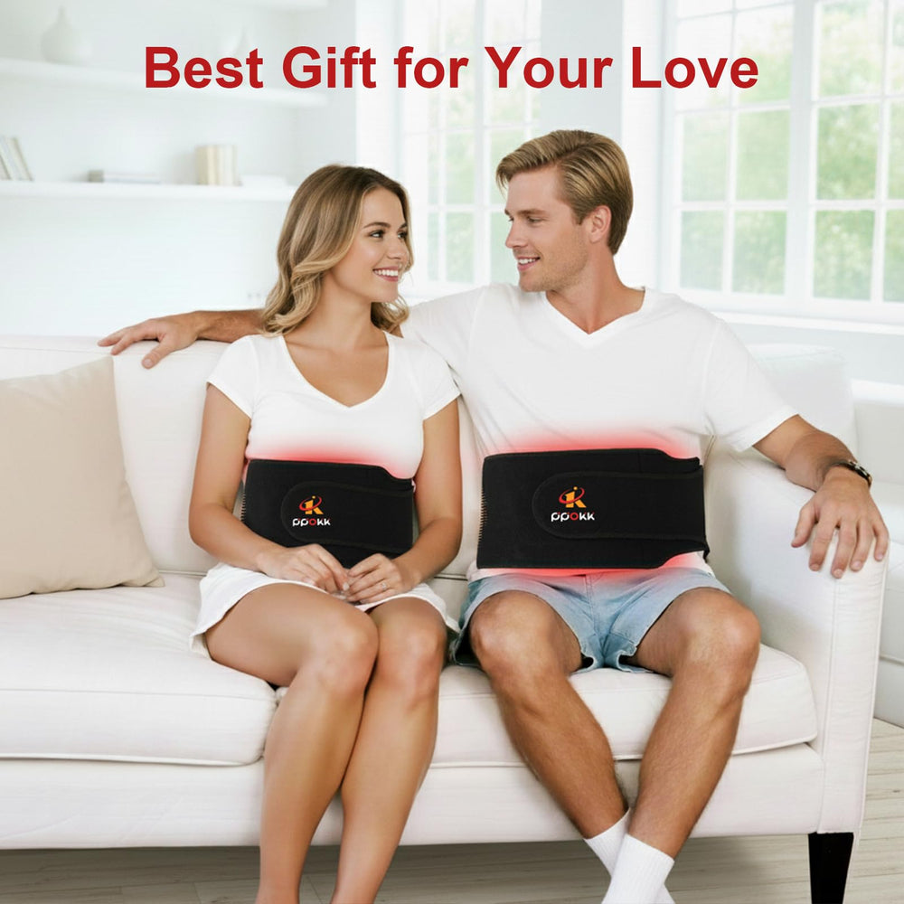 PPOKK red light therapy belt USB charging port for convenient power.