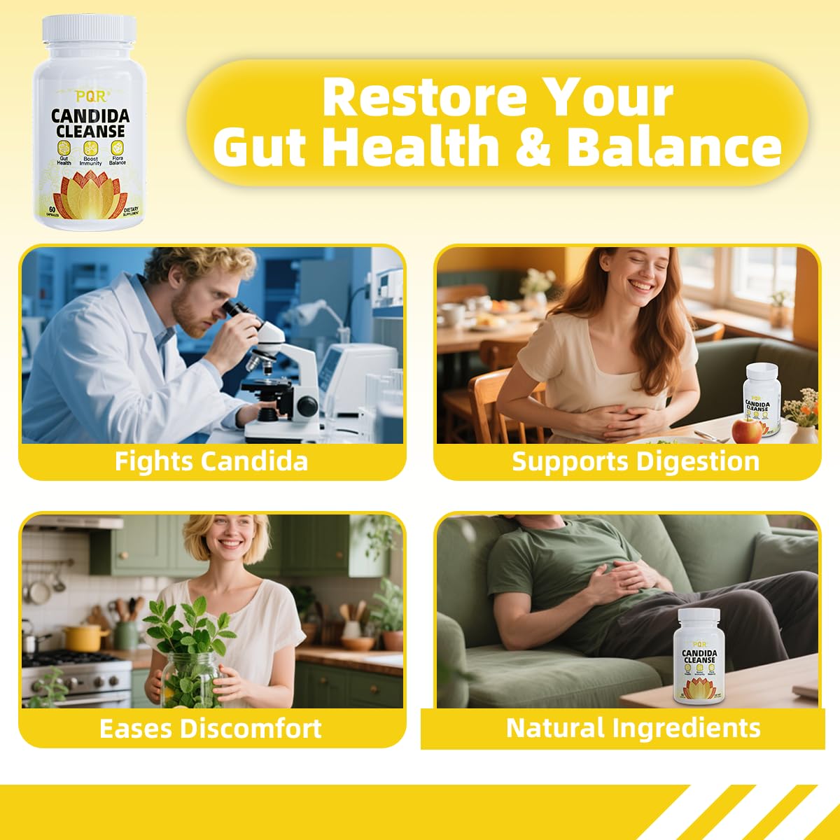 PQR Candida Cleanse capsules ready for daily routine