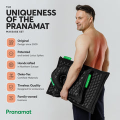 Pranamat carrying bag and strap for easy storage and travel.