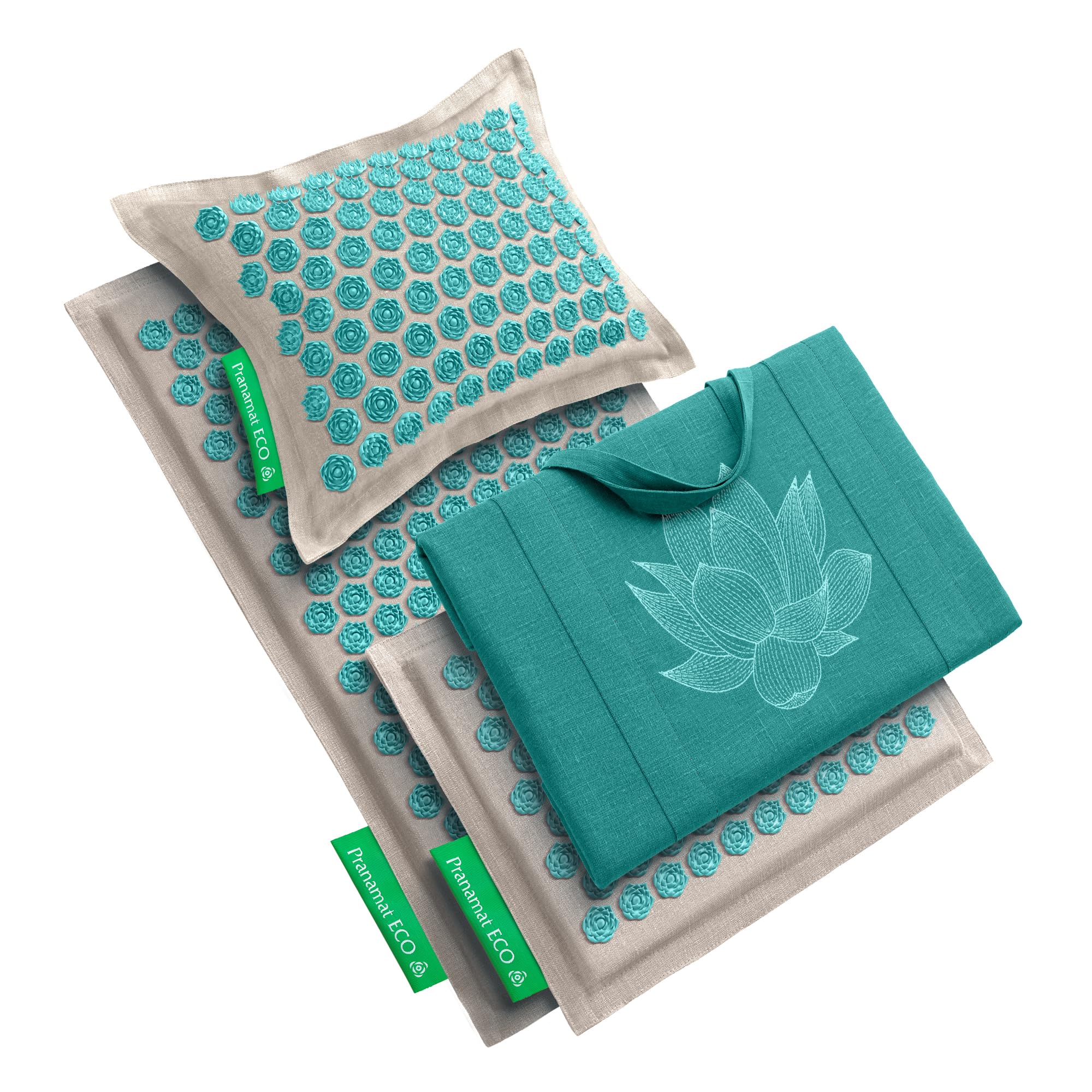 Pranamat Lagoon acupressure mat close-up of natural fibers for relaxation