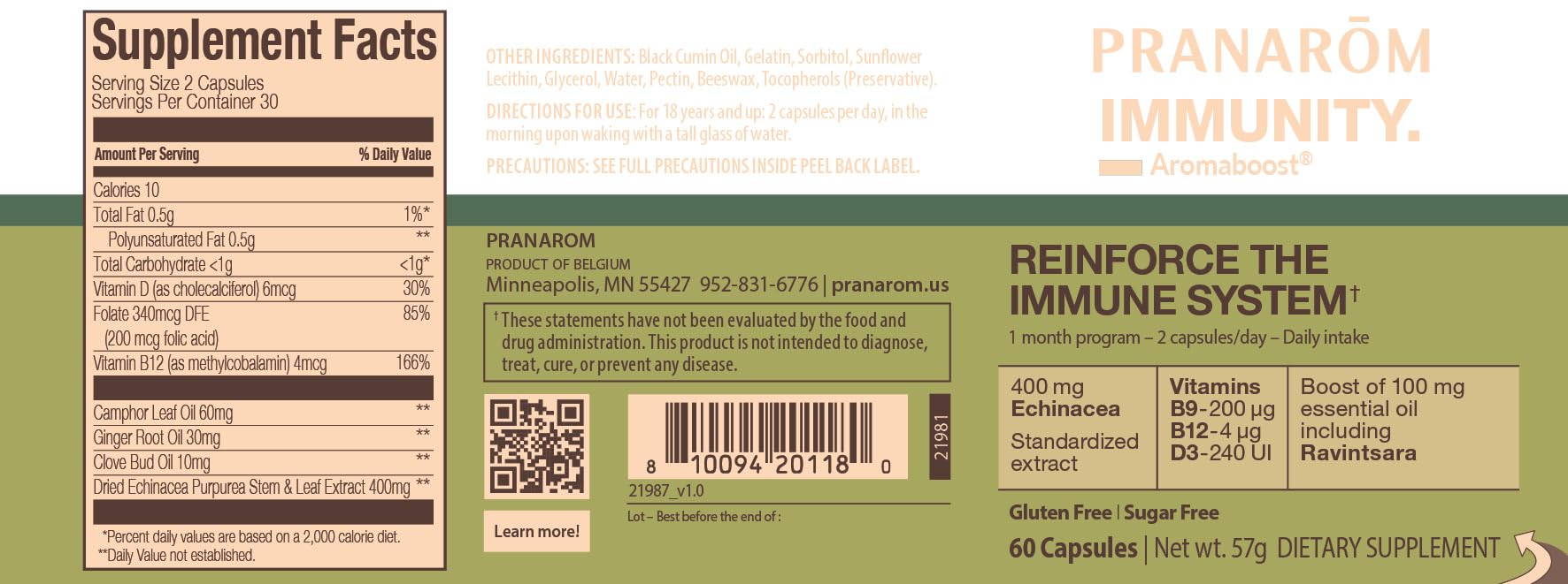 Pranarom Aromaboost Immunity ingredients-scene showcases natural extracts.