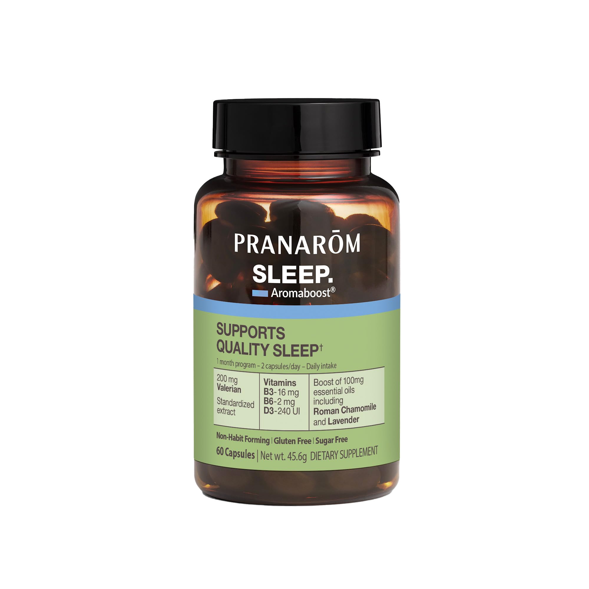 Pranarom Aromaboost Sleep bottle on a nightstand supports restful nights.