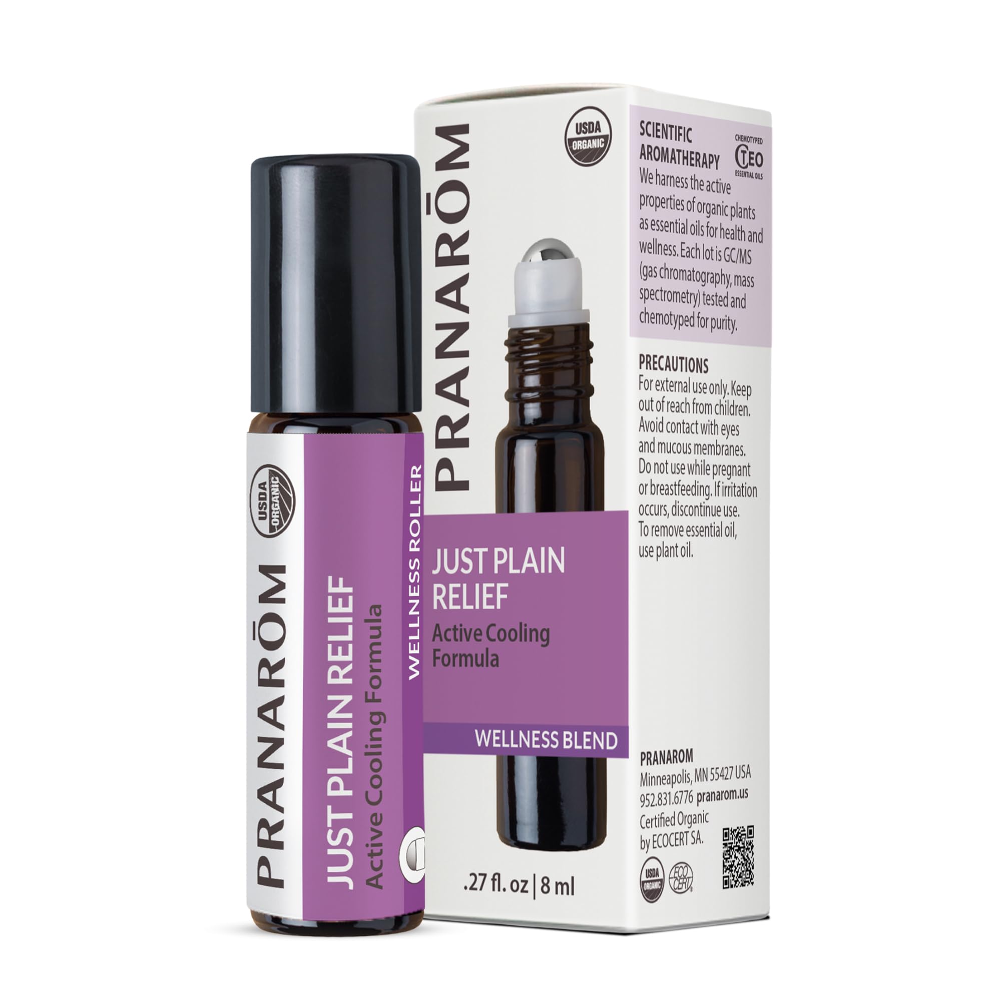 Pranarom Just Plain Relief bottle with dropper for diffuser aromatherapy