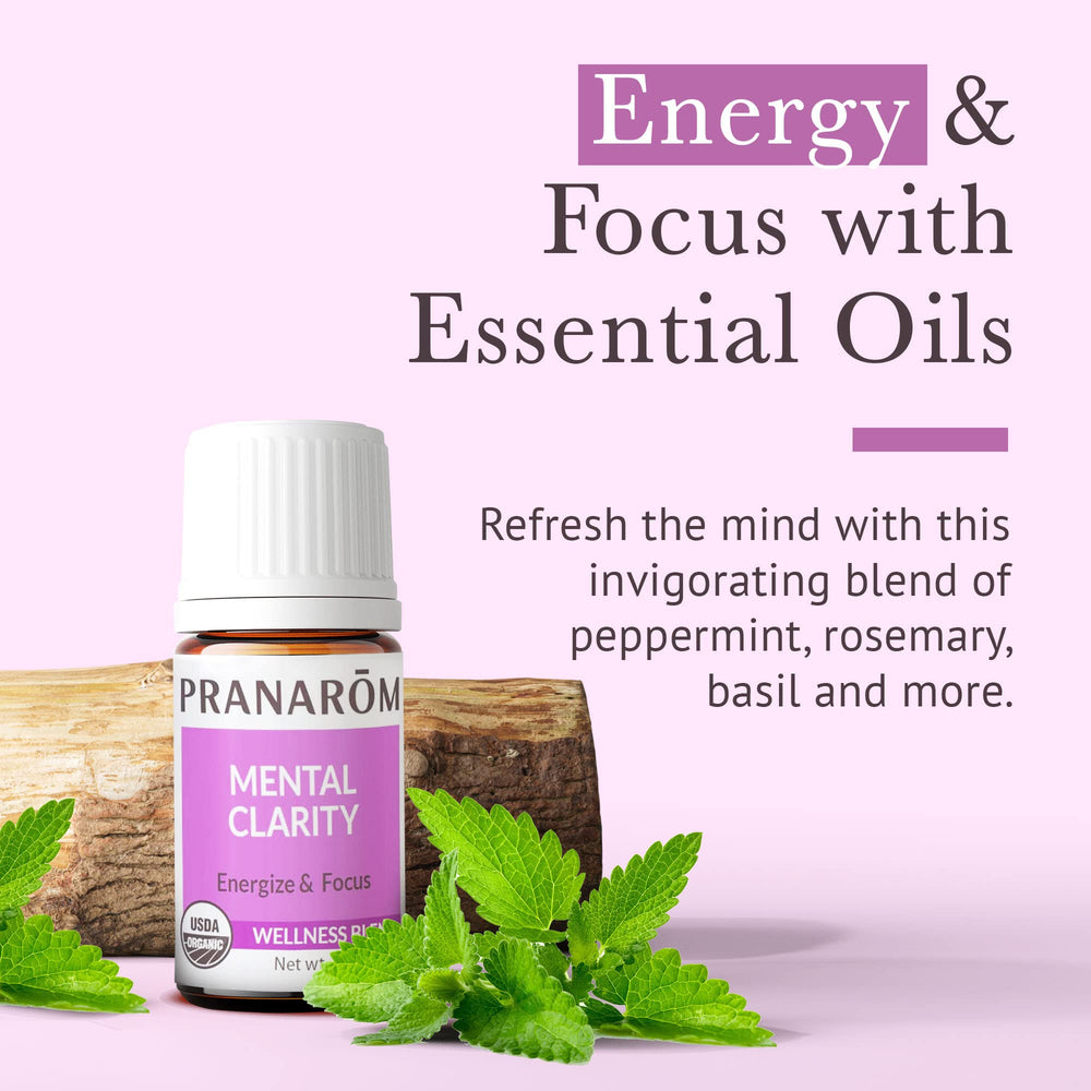 Pranarom Mental Clarity diffuser in a calm workspace delivering energy