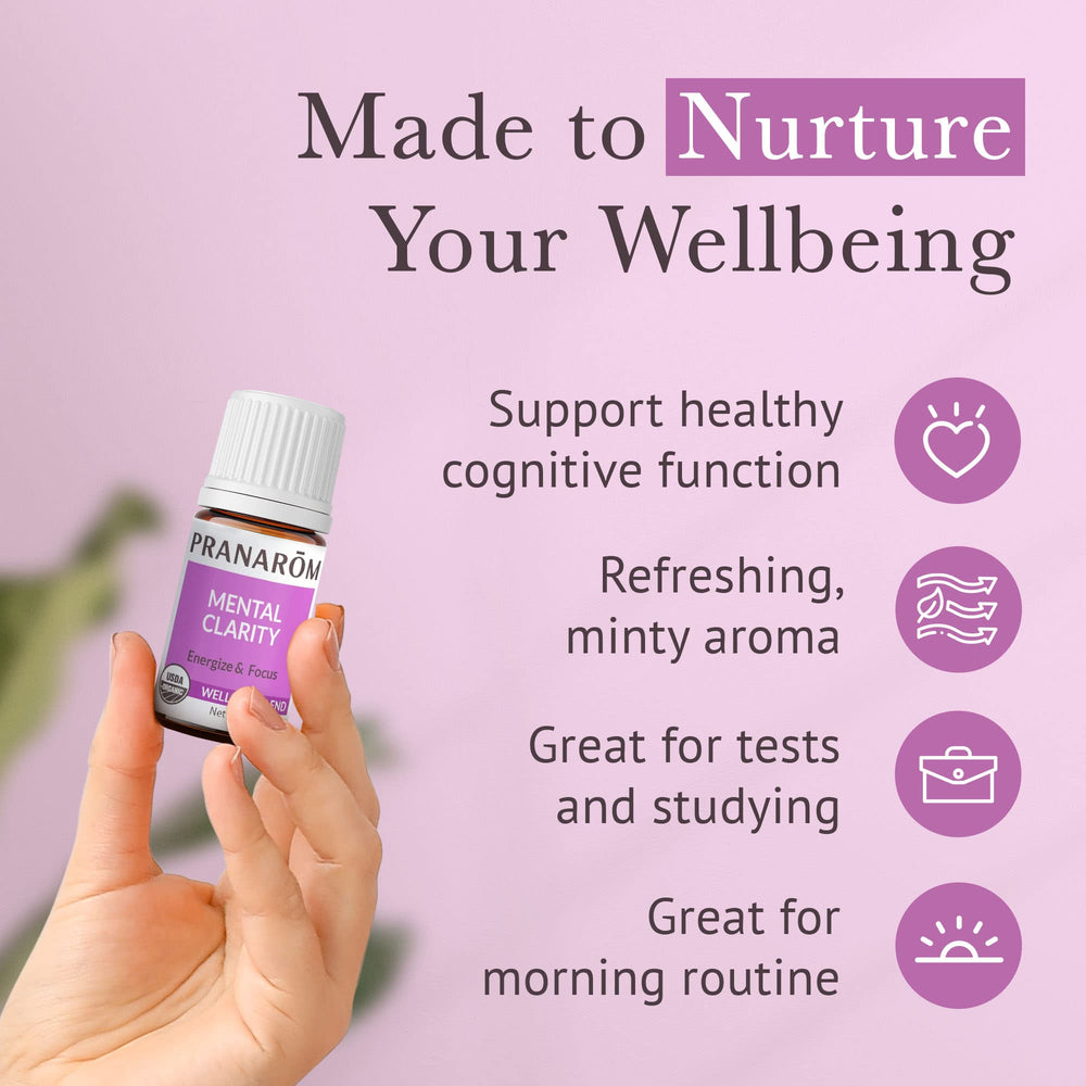 Pranarom Mental Clarity oil blended with carrier oil for massage and relaxation
