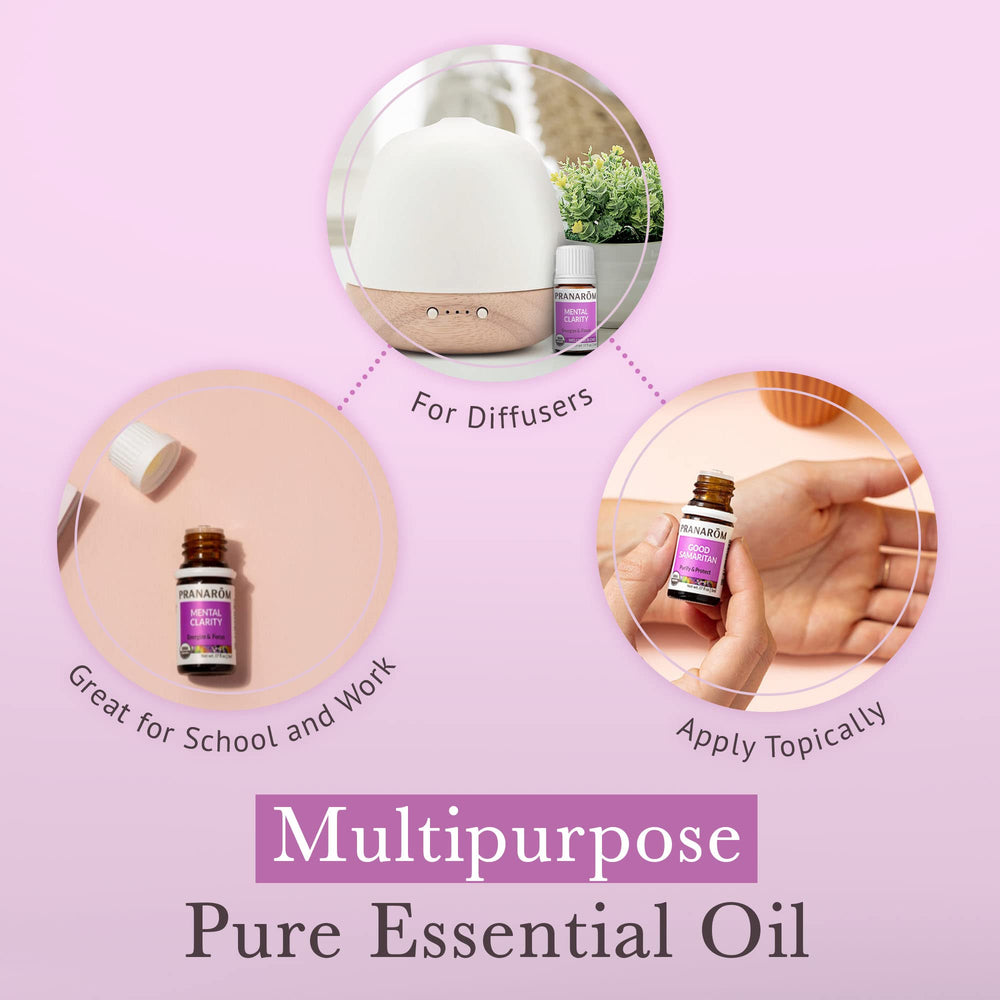 Relaxing spa setup featuring Pranarom Mental Clarity diffuser creating calm ambiance for focus