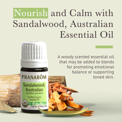 Pranarom sandalwood oil pour shows easy dosing for aromatherapy and DIY blends.