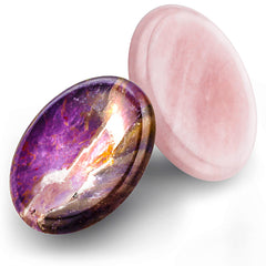 Prasacco worry stone pink crystal thumb in hand for calming focus on the go.