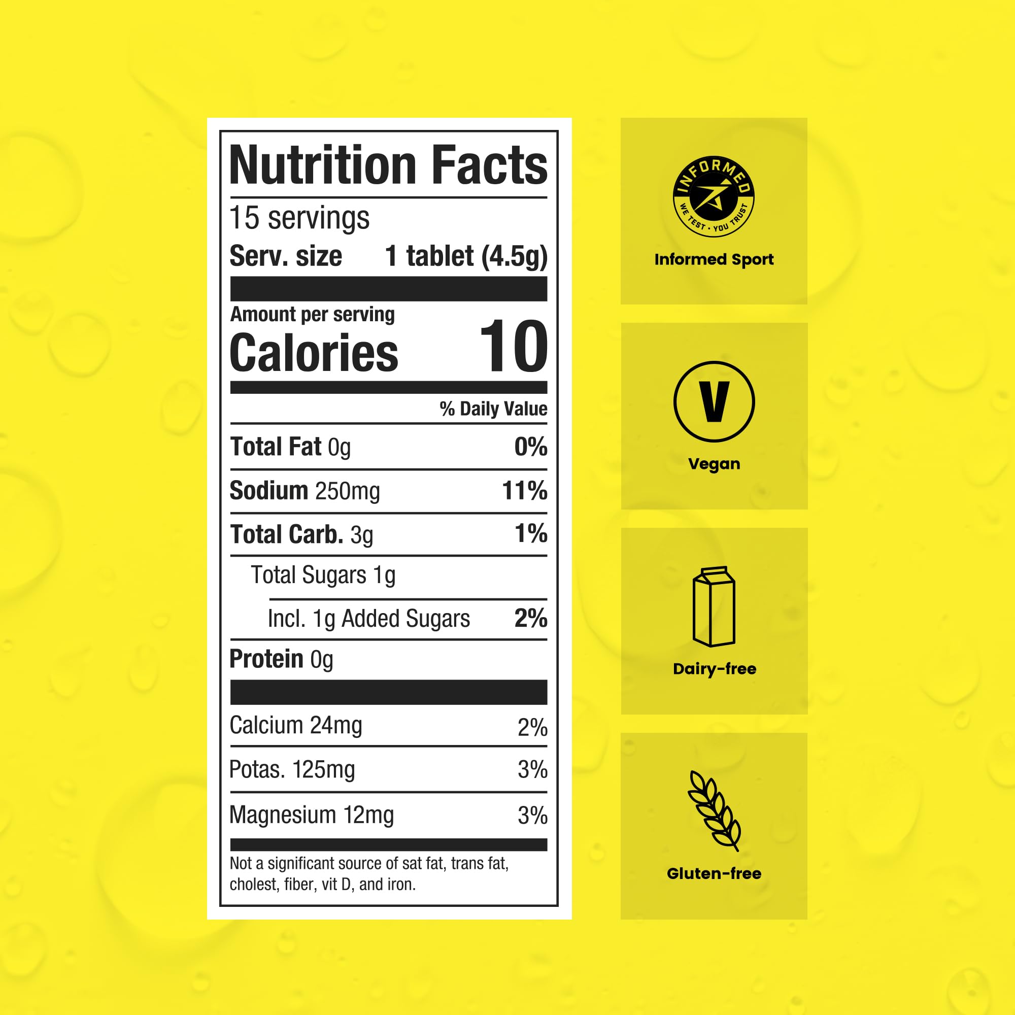 Open yellow tube of Precision Hydration tablets ready for on-the-go hydration.