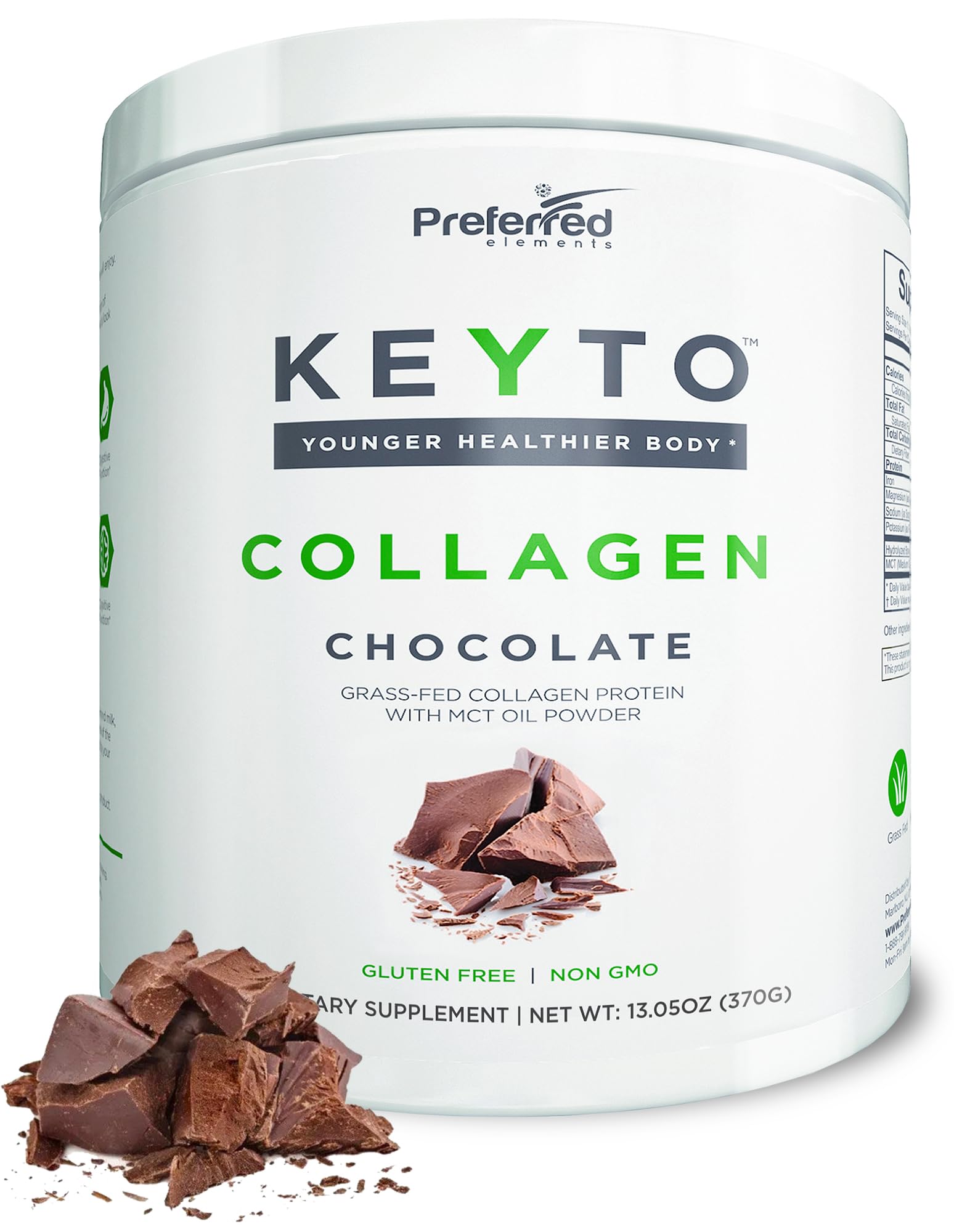 Preferred Elements KEYTO Keto Collagen bottle pour in keto-friendly setup