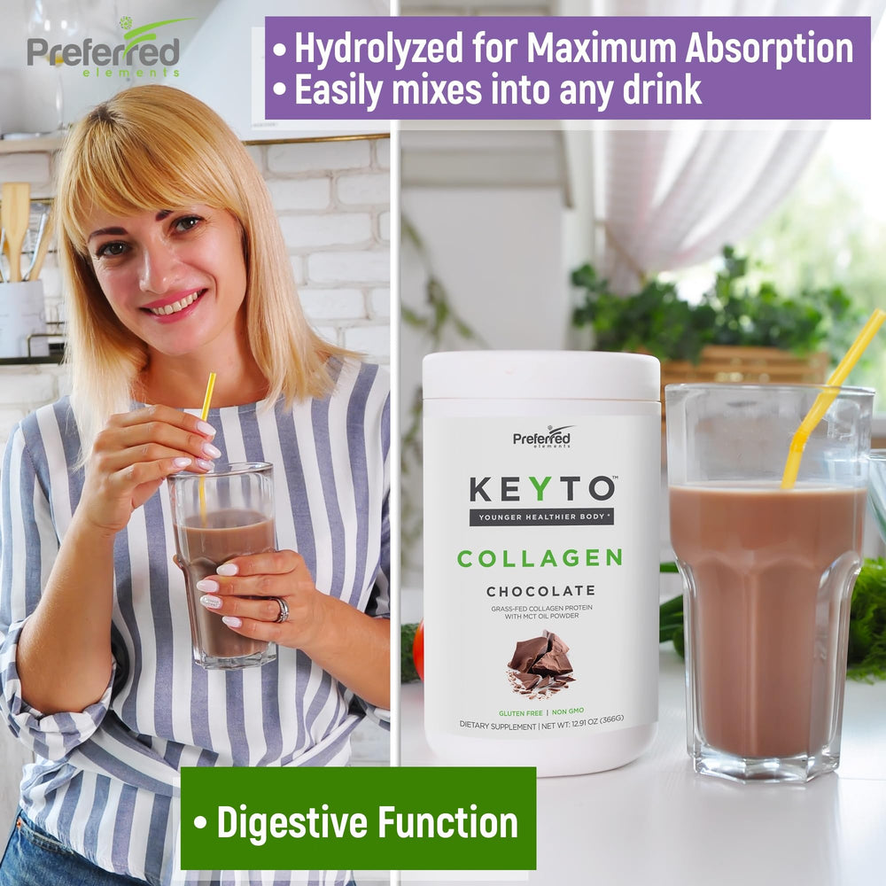 Close-up of KEYTO Keto Collagen chocolate scoop for accurate portioning