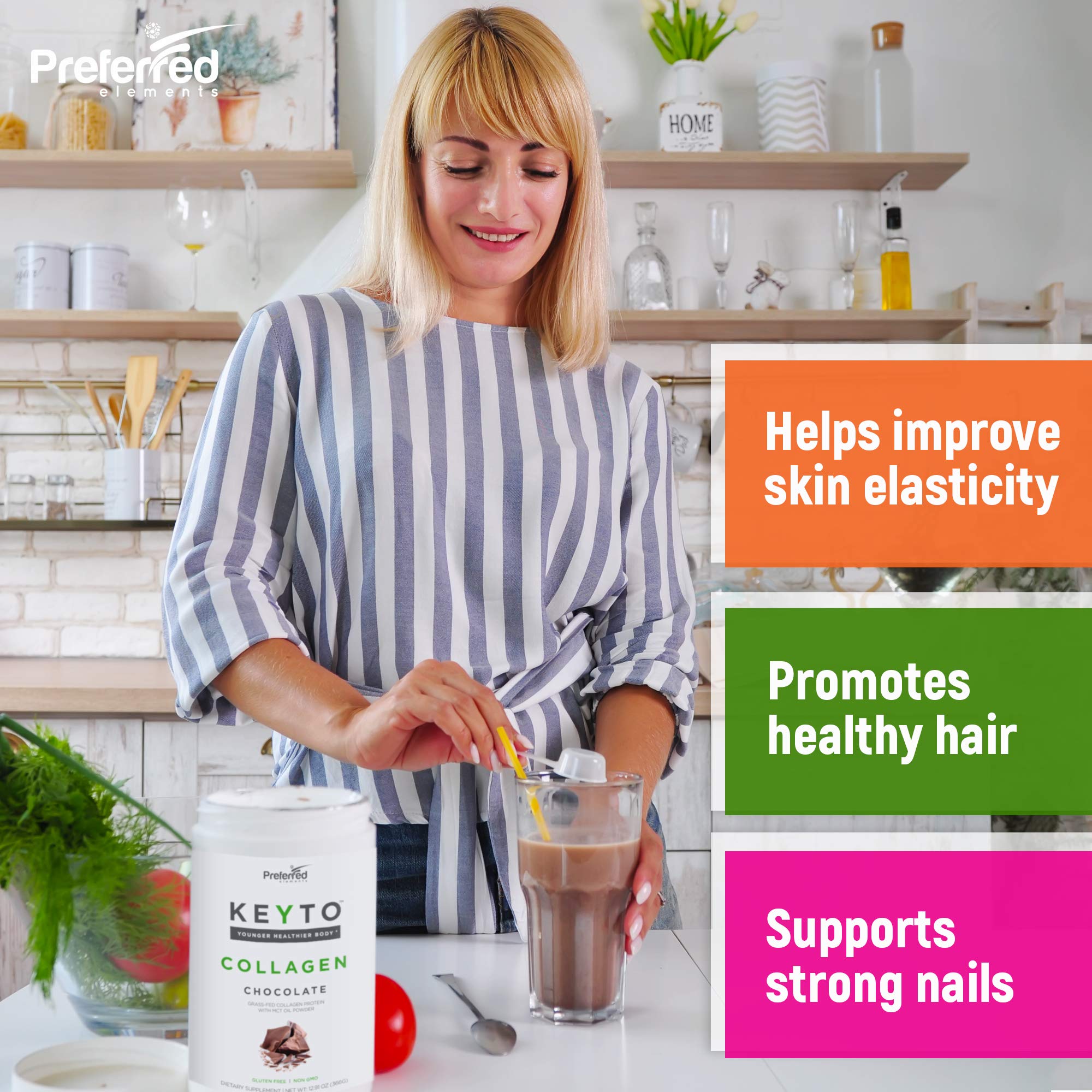 A glass of KEYTO Keto Collagen chocolate shake ready to enjoy