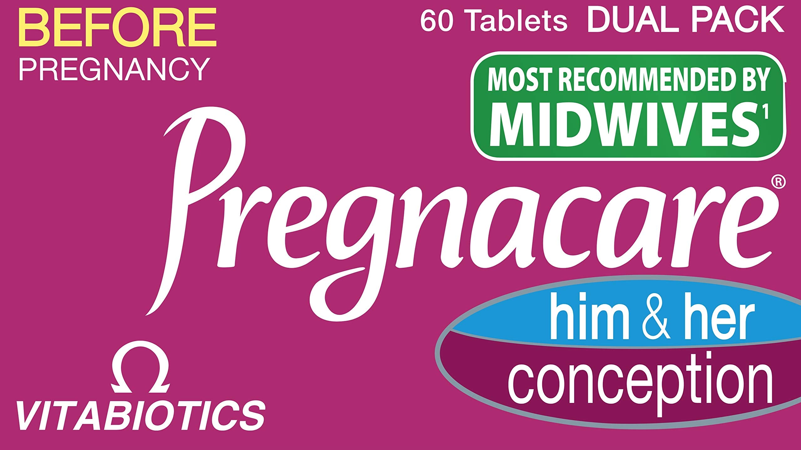 Pregnacare Conception packaging box shown for preconception planning.