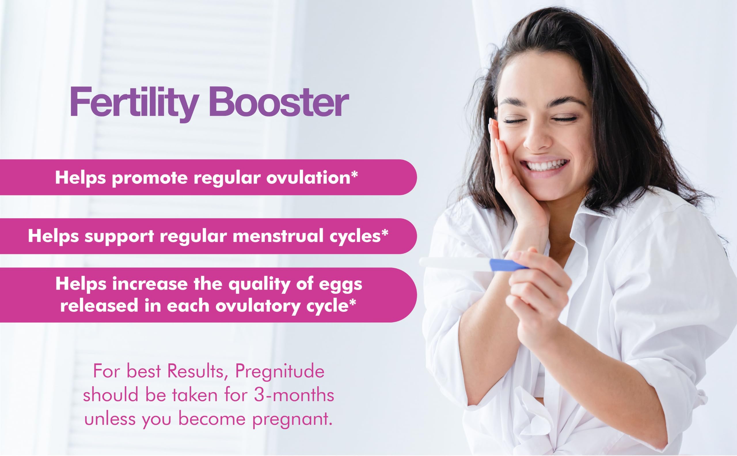 Pregnitude packet dissolve closeup underscores simple, no-measuring daily dose.