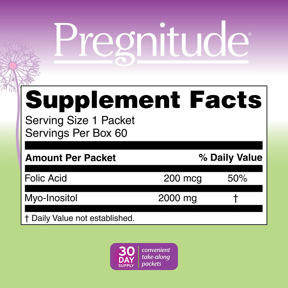 Pregnitude label highlights third-party testing and allergy-friendly formulation.